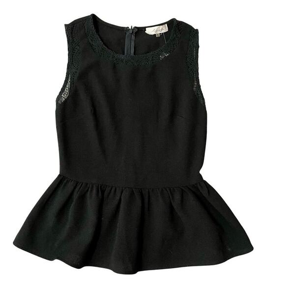 Sugarlips NWT Sleeveless Peplum Blouse Black Size Small Lace Trim Preppy Y2K - Picture 1 of 8